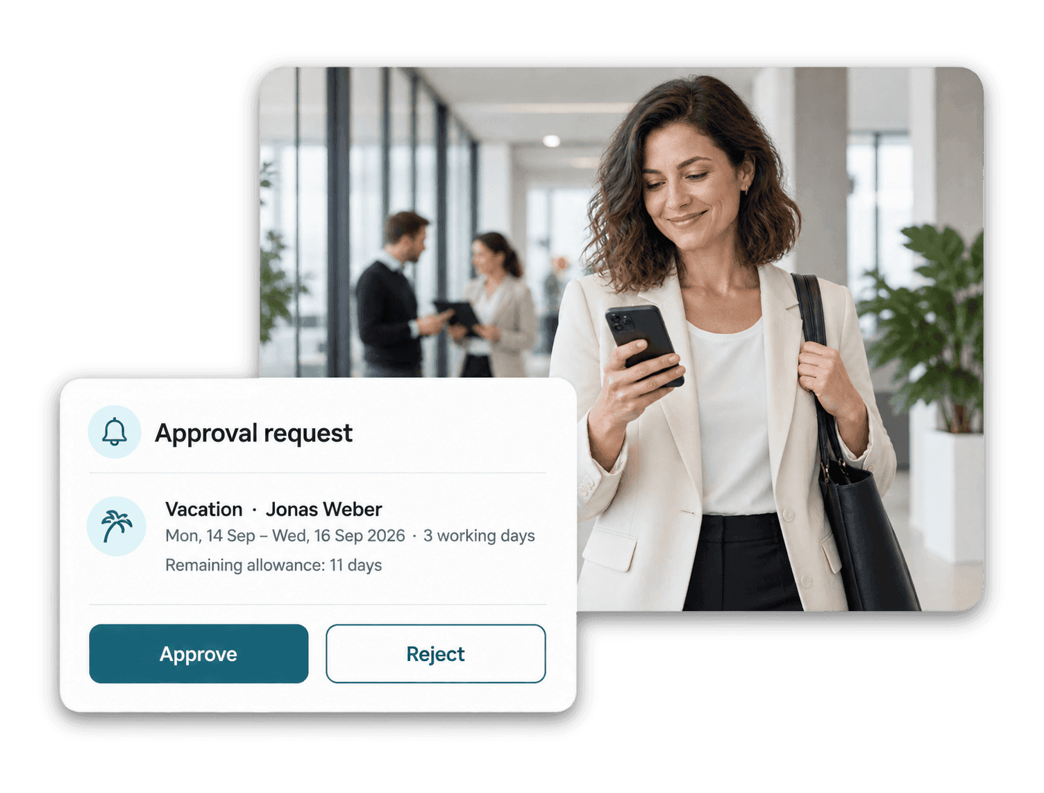 Manager approving a vacation request in flair on a smartphone