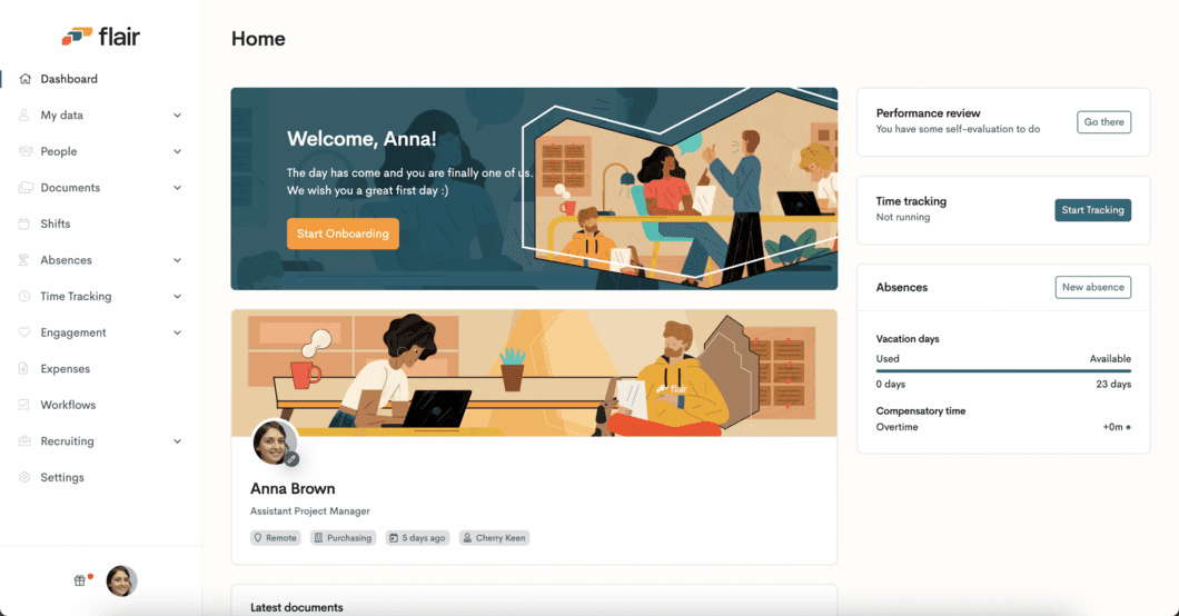 flair Employee Hub Dashboard