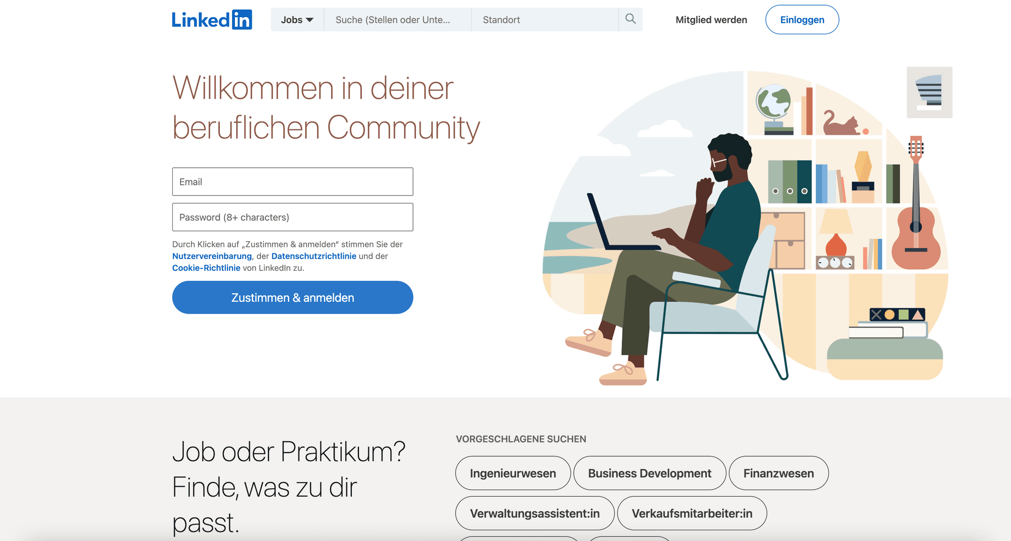 LinkedIn Plattform Startseite