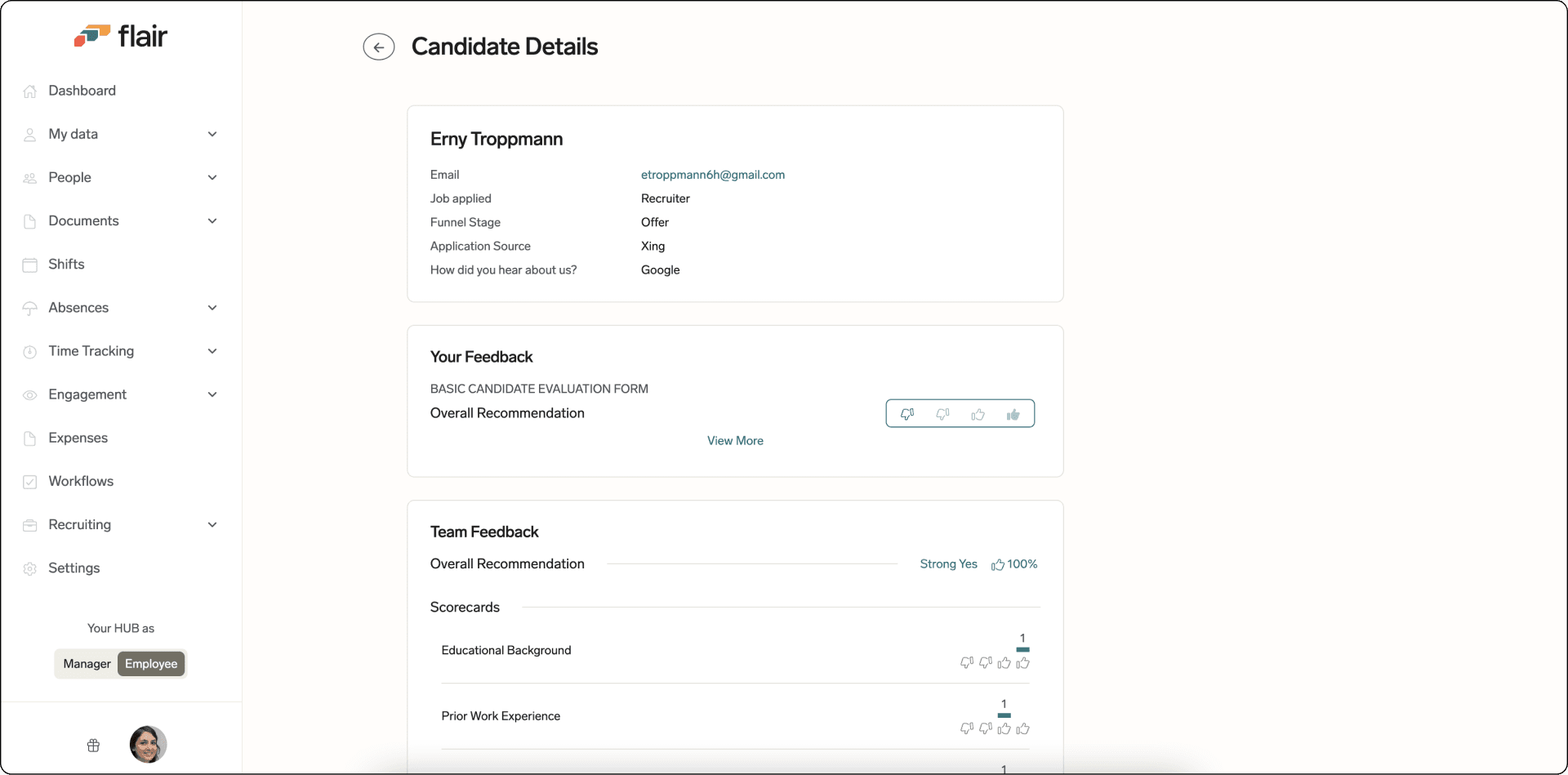employee data