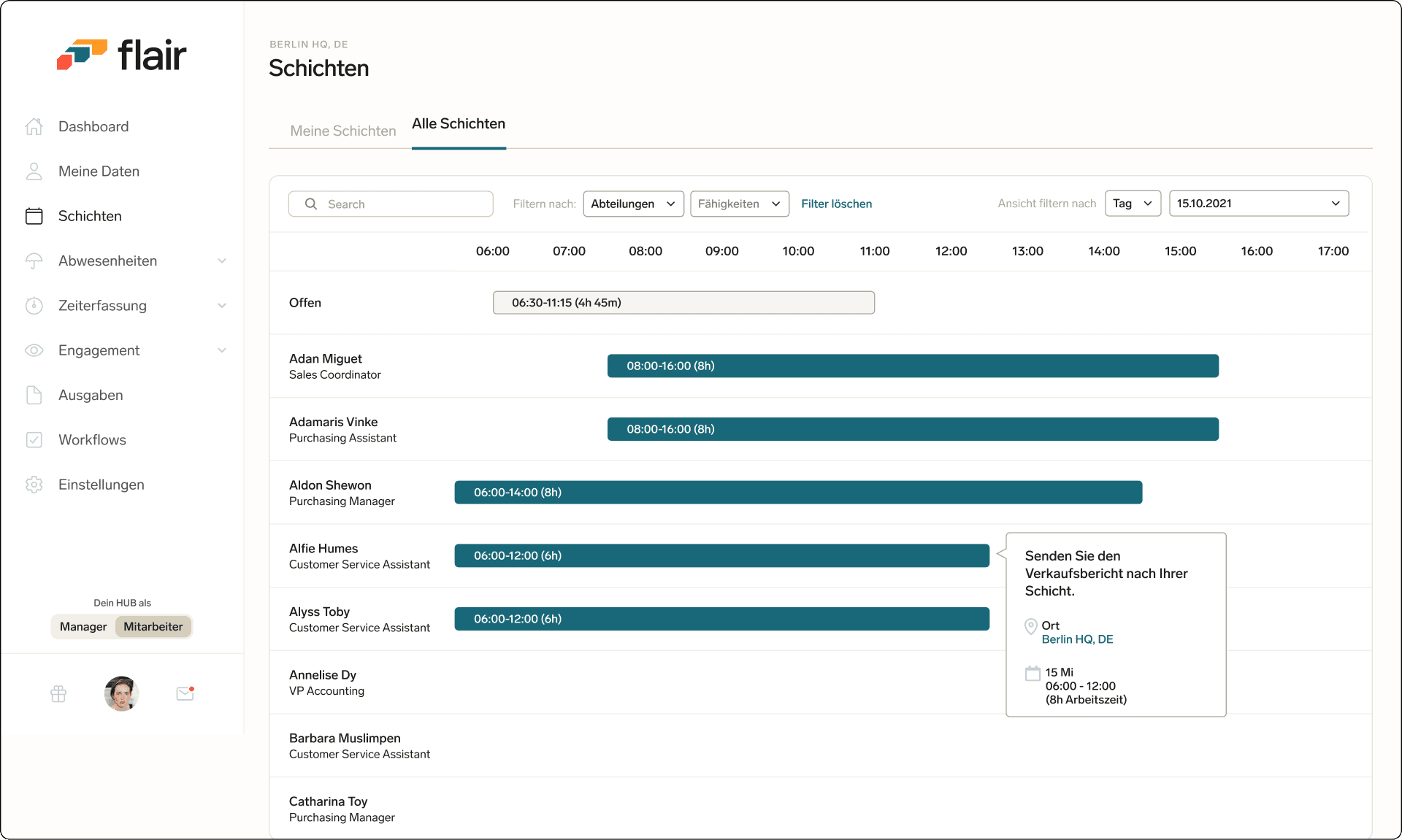 Schichtenplaner Dashboard