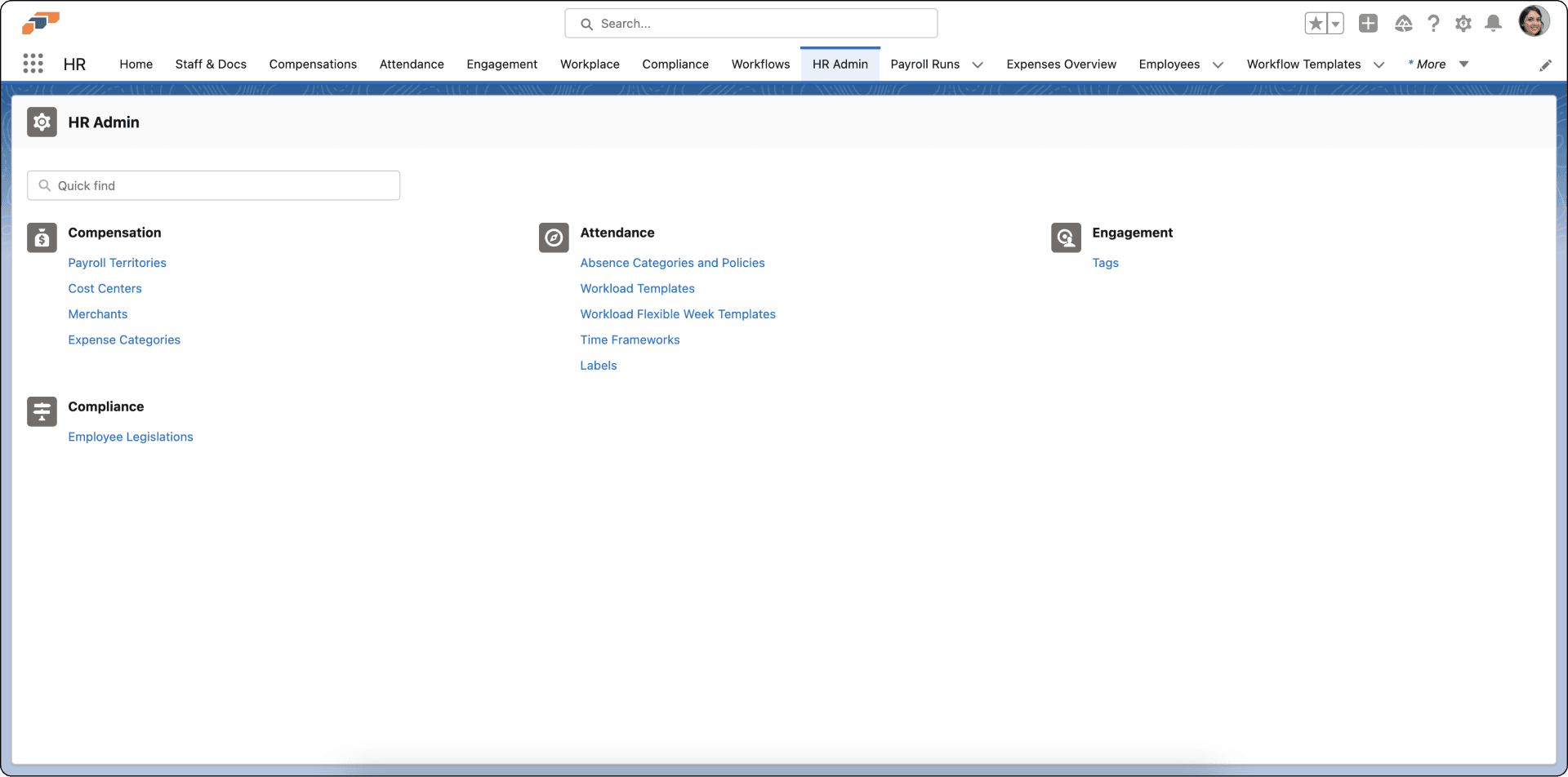 flair HR Admin Übersicht