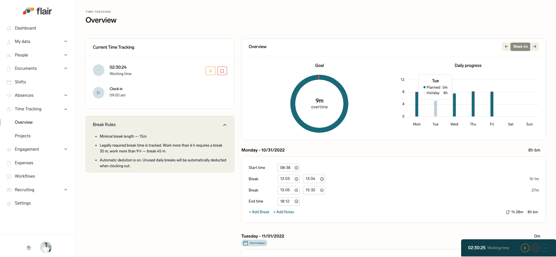 Zeiterfassung Dashboard