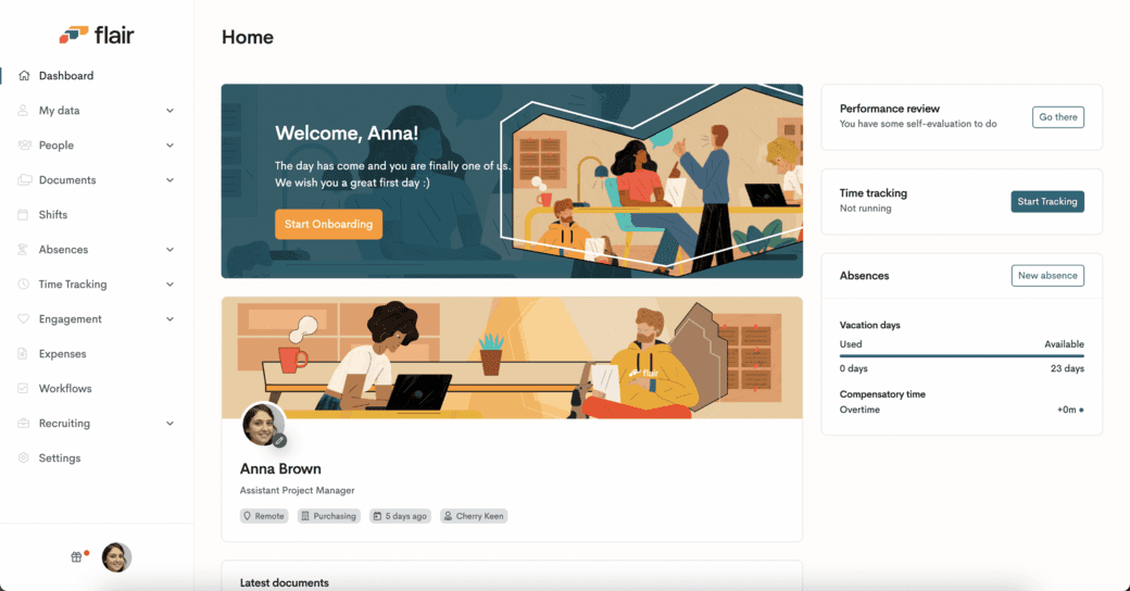 flair Employee Hub Dashboard