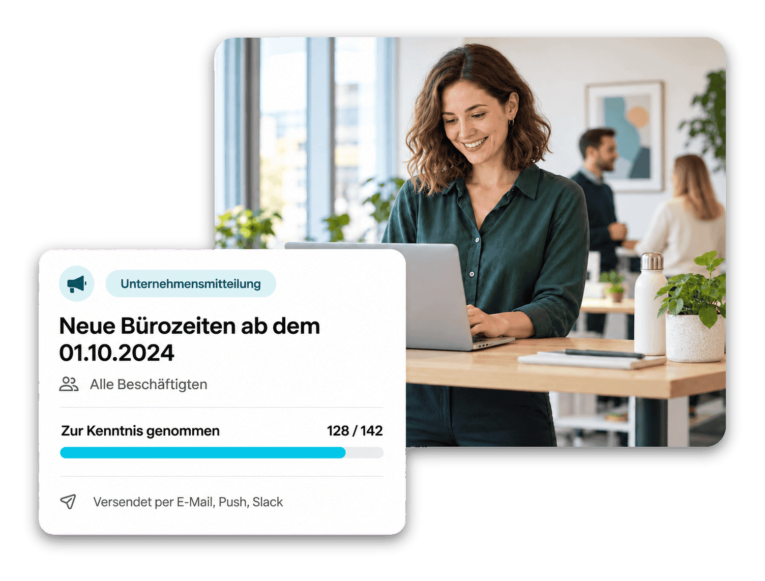 Chat im Employee Hub mit Gruppenunterhaltung und Lesebestätigung