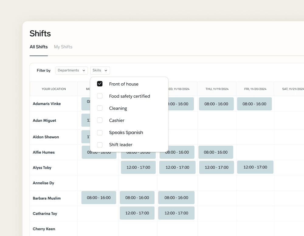 Shift Planner UI