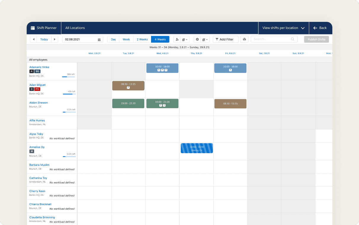 Shift Scheduling UI